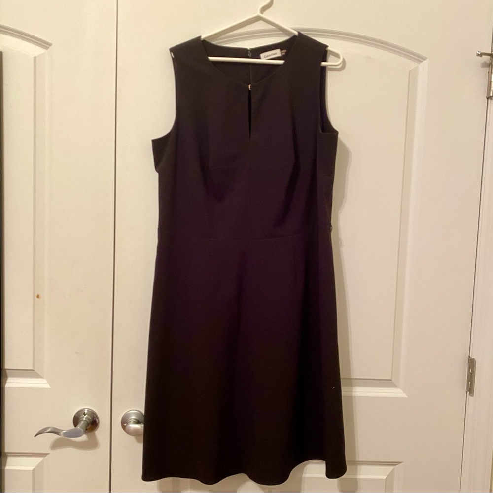 Calvin Klein Black A-Line Keyhole Neck Dress